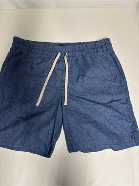 Banana Republic Men’s L Easy Shorts Blue Linen Blend Drawstring Elastic Waist